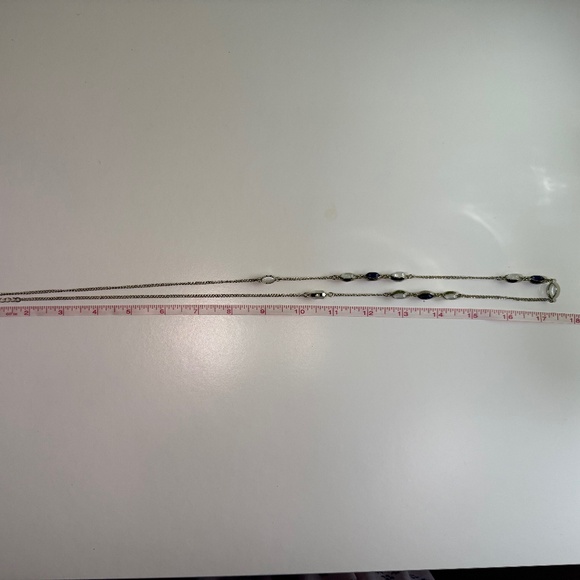 Simple elegant silver-tone chain with spaced beads long necklace - Picture 4 of 5